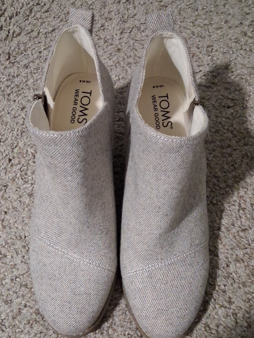 TOMS Goldie Wedge Beige Metallic Booty Sz 8